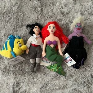 NWT Vintage Disney Beanie Baby Little Mermaid Set of Four